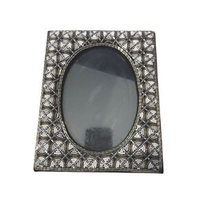 Vintage Beaded‎ Picture Frame 4x6 Tabletop Decor Oval Opening Boho Eclectic
